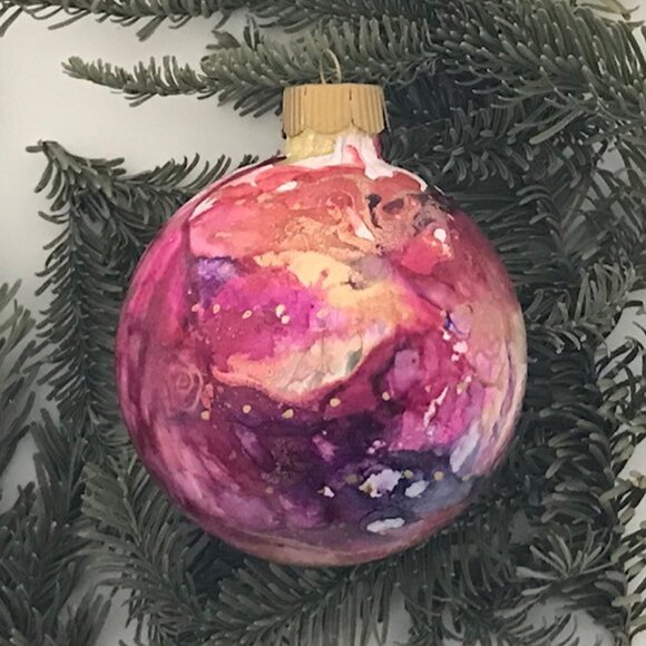 Modern Hand Painted Glass Ornament - Picture 2 of 3